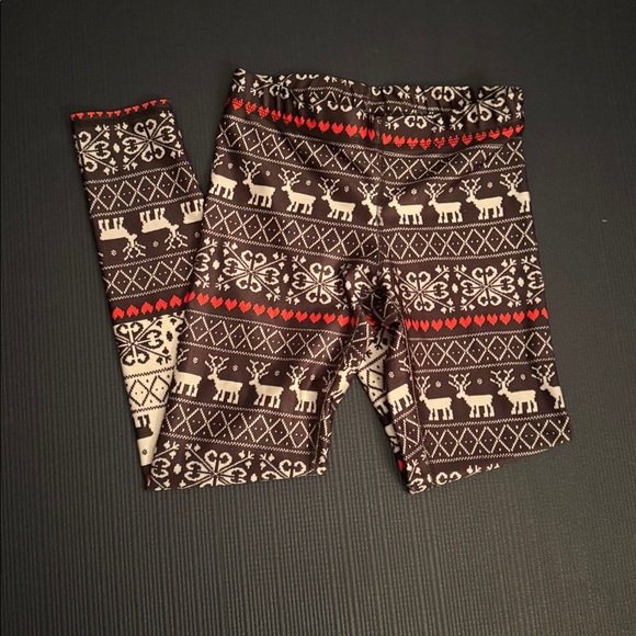 Terez Pants - Terez Black and White Reindeer Pattern Leggings